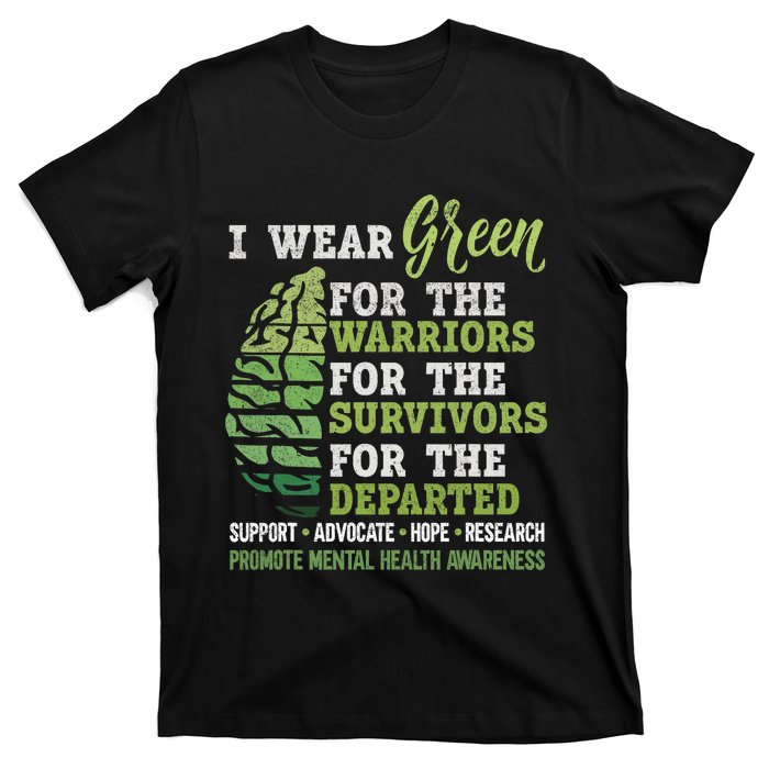 Mental Health Awareness Matters Support I Wear Green Warrior T-Shirt