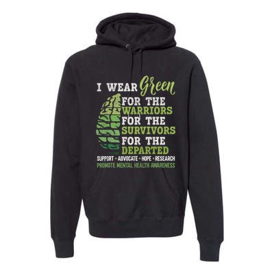 Mental Health Awareness Matters Support I Wear Green Warrior Premium Hoodie