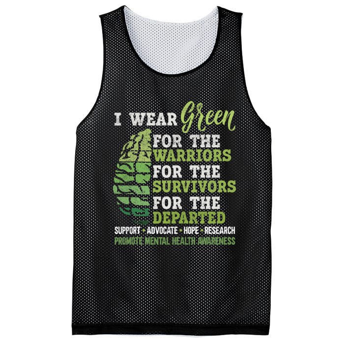 Mental Health Awareness Matters Support I Wear Green Warrior Mesh Reversible Basketball Jersey Tank