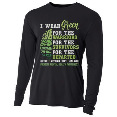 Mental Health Awareness Matters Support I Wear Green Warrior Cooling Performance Long Sleeve Crew