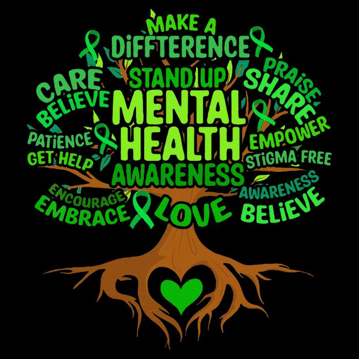 Mental Health Awareness Tree Drawing Word Art Sustainable Bucket Hat