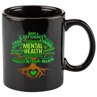 Mental Health Awareness Tree Drawing Word Art 11oz C Handle Ceramic Mug
