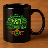 Mental Health Awareness Tree Drawing Word Art 11oz C Handle Ceramic Mug