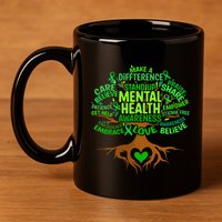 Mental Health Awareness Tree Drawing Word Art 11oz C Handle Ceramic Mug