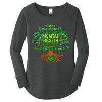 Mental Health Awareness Tree Drawing Word Art Women's Perfect Tri Tunic Long Sleeve Shirt