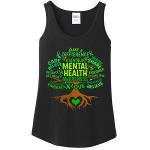 Mental Health Awareness Tree Drawing Word Art Ladies Essential Tank