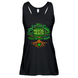 Mental Health Awareness Tree Drawing Word Art Ladies Essential Flowy Tank