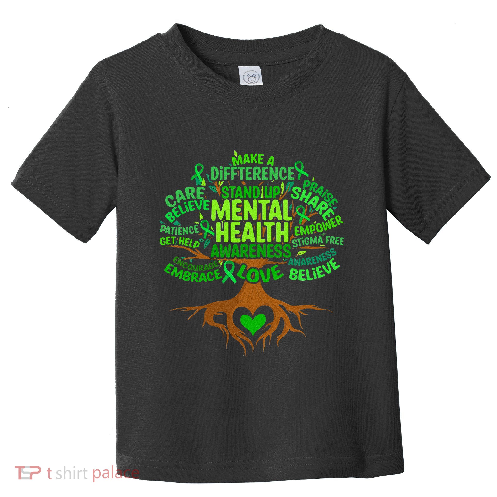 Mental Health Awareness Tree Drawing Word Art Toddler T-Shirt