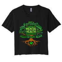 Mental Health Awareness Tree Drawing Word Art Women's Crop Top Tee