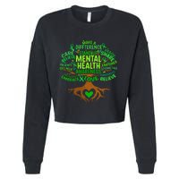 Mental Health Awareness Tree Drawing Word Art Cropped Pullover Crew