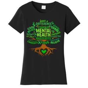 Mental Health Awareness Tree Drawing Word Art Women's T-Shirt