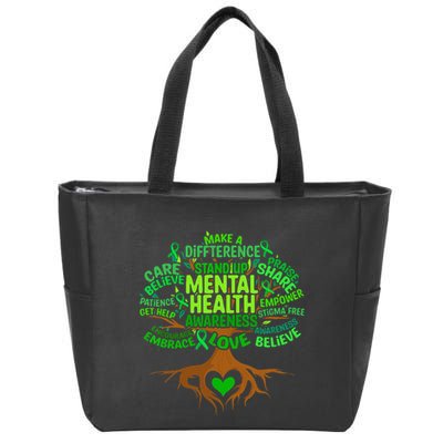 Mental Health Awareness Tree Drawing Word Art Zip Tote Bag