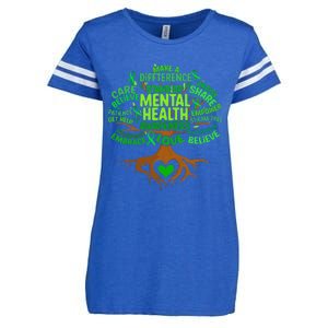 Mental Health Awareness Tree Drawing Word Art Enza Ladies Jersey Football T-Shirt