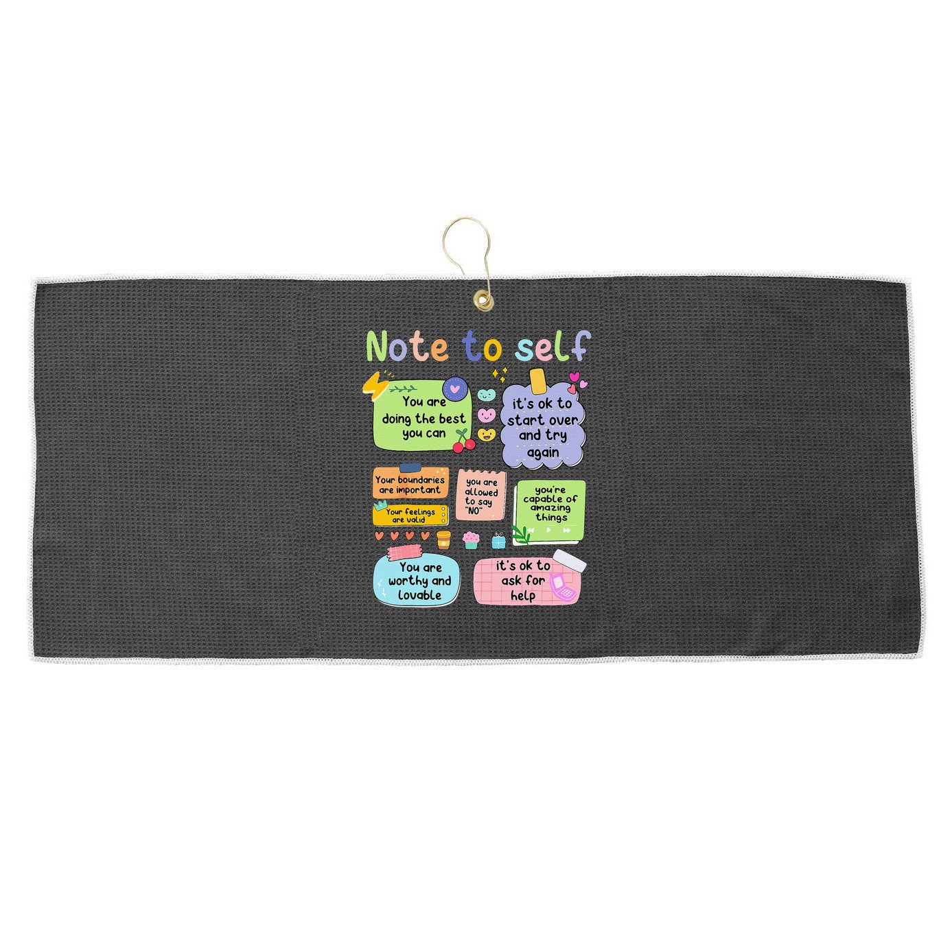 Mental Health Awareness Note To Self Positive Matters Large Microfiber Waffle Golf Towel