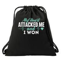 My Heart Attacked Me And I Won Heart Attack Survivor Drawstring Bag