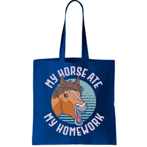 My Horse Ate My Homework Horseback Riding Equestrian Pony Funny Gift Tote Bag