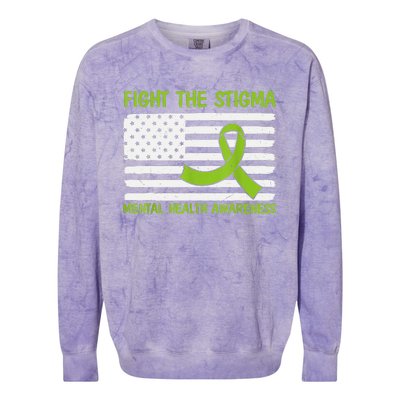 Mental Health Awareness Fight The Stigma Mental Health Colorblast Crewneck Sweatshirt