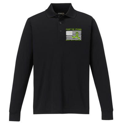 Mental Health Awareness Fight The Stigma Mental Health Performance Long Sleeve Polo