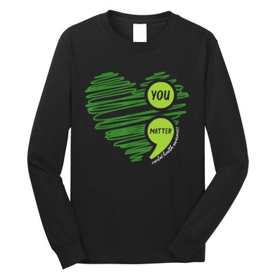 Mental Health Awareness Heart Wear Green For Mental Health Long Sleeve Shirt