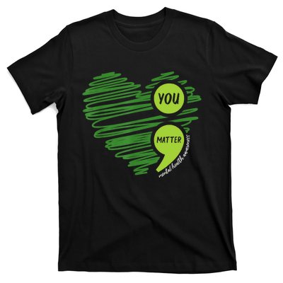 Mental Health Awareness Heart Wear Green For Mental Health T-Shirt