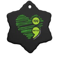 Mental Health Awareness Heart Wear Green For Mental Health Ceramic Star Ornament