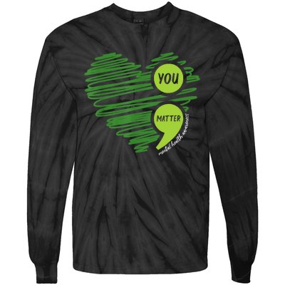 Mental Health Awareness Heart Wear Green For Mental Health Tie-Dye Long Sleeve Shirt