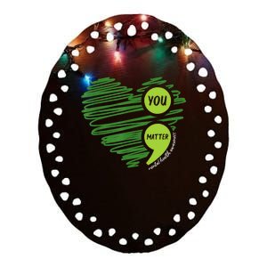 Mental Health Awareness Heart Wear Green For Mental Health Ceramic Oval Ornament