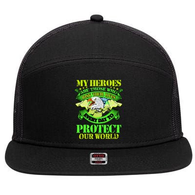 My Heroes Are Those Who Veteran 7 Panel Mesh Trucker Snapback Hat