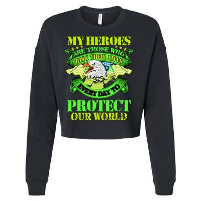 My Heroes Are Those Who Veteran Cropped Pullover Crew