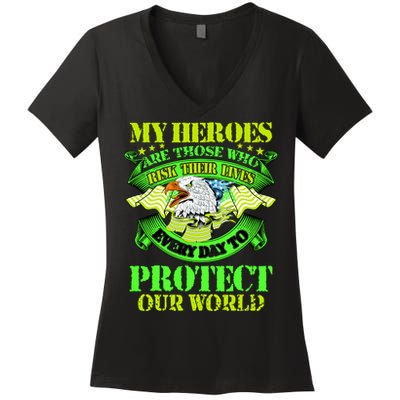 My Heroes Are Those Who Veteran Women's V-Neck T-Shirt