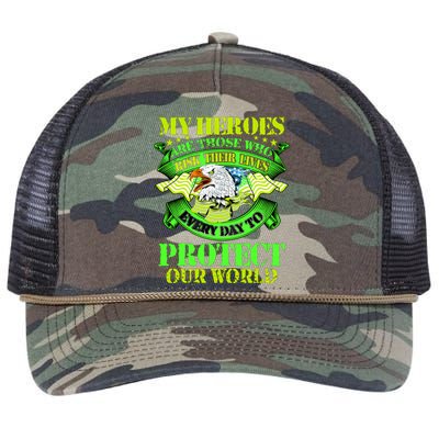 My Heroes Are Those Who Veteran Retro Rope Trucker Hat Cap