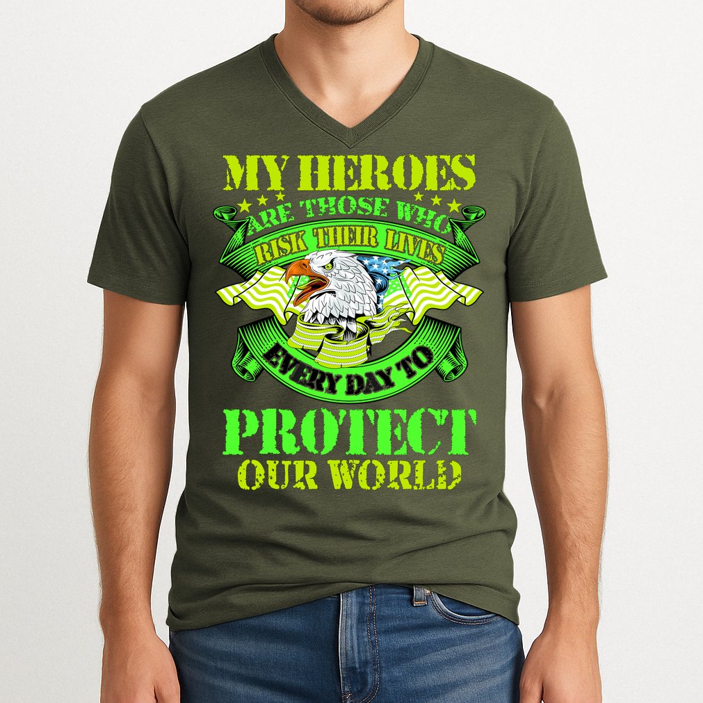 My Heroes Are Those Who Veteran V-Neck T-Shirt