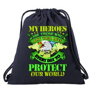 My Heroes Are Those Who Veteran Drawstring Bag