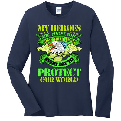 My Heroes Are Those Who Veteran Ladies Long Sleeve Shirt