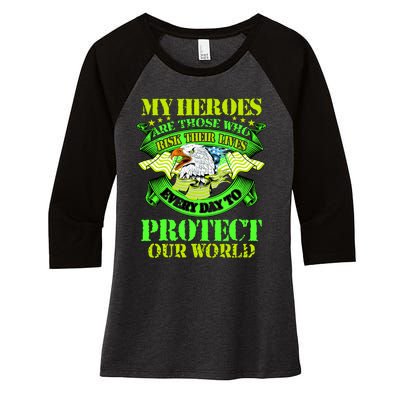 My Heroes Are Those Who Veteran Women's Tri-Blend 3/4-Sleeve Raglan Shirt