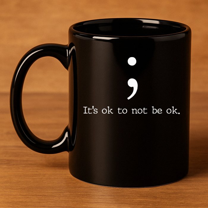 Mental Health Awareness Semicolon 11oz C Handle Ceramic Mug