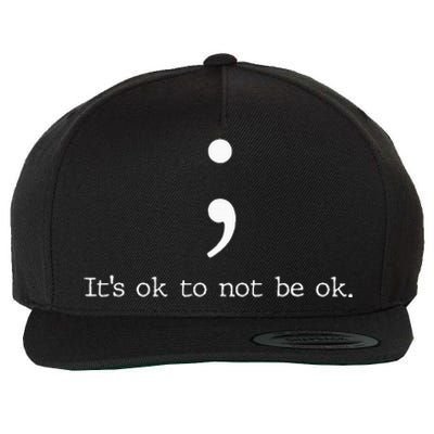 Mental Health Awareness Semicolon Wool Snapback Cap