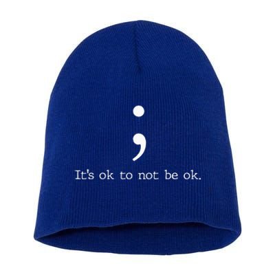 Mental Health Awareness Semicolon Short Acrylic Beanie