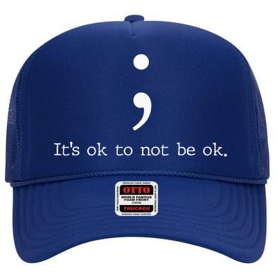 Mental Health Awareness Semicolon High Crown Mesh Back Trucker Hat