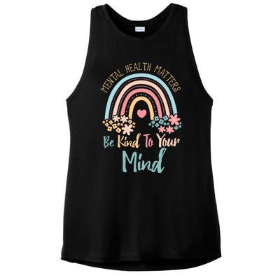 Mental Health Awareness Month Be Kind To Your Mind Positive Gift Ladies PosiCharge Tri-Blend Wicking Tank