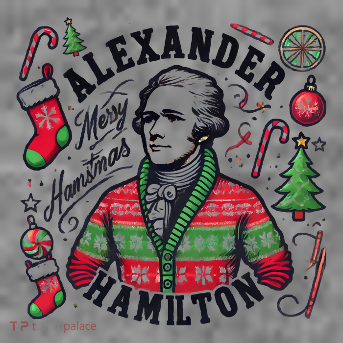 Merry Hamistmas Alexander Hamilton Ugly Christmas Sweater Merry Xmas Funny 7-Panel Snapback Hat