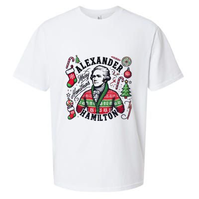 Merry Hamistmas Alexander Hamilton Ugly Christmas Sweater Merry Xmas Funny Sueded Cloud Jersey T-Shirt