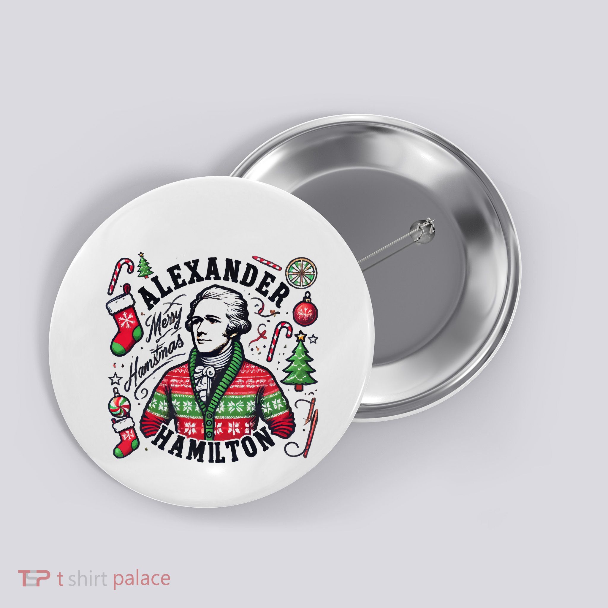 Merry Hamistmas Alexander Hamilton Ugly Christmas Sweater Merry Xmas Funny Button
