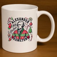 Merry Hamistmas Alexander Hamilton Ugly Christmas Sweater Merry Xmas Funny 11oz C Handle Ceramic Mug