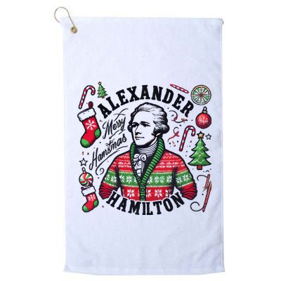 Merry Hamistmas Alexander Hamilton Ugly Christmas Sweater Merry Xmas Funny Golf Towel
