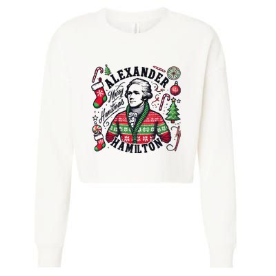 Merry Hamistmas Alexander Hamilton Ugly Christmas Sweater Merry Xmas Funny Cropped Pullover Crew