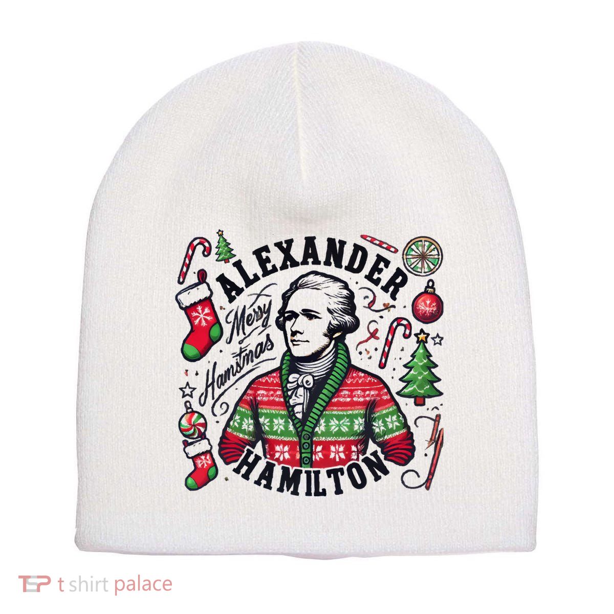 Merry Hamistmas Alexander Hamilton Ugly Christmas Sweater Merry Xmas Funny Short Acrylic Beanie