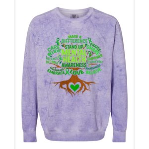 Mental Health Awareness Tree Grreen Ribbon Colorblast Crewneck Sweatshirt