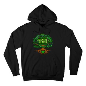 Mental Health Awareness Tree Grreen Ribbon Hoodie