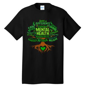 Mental Health Awareness Tree Grreen Ribbon Tall T-Shirt